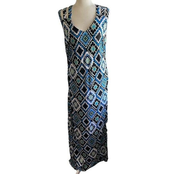 INC International Concept  Blue-Green Strappy Maxi Bodycon Dress Size XL Boho - Picture 17 of 17